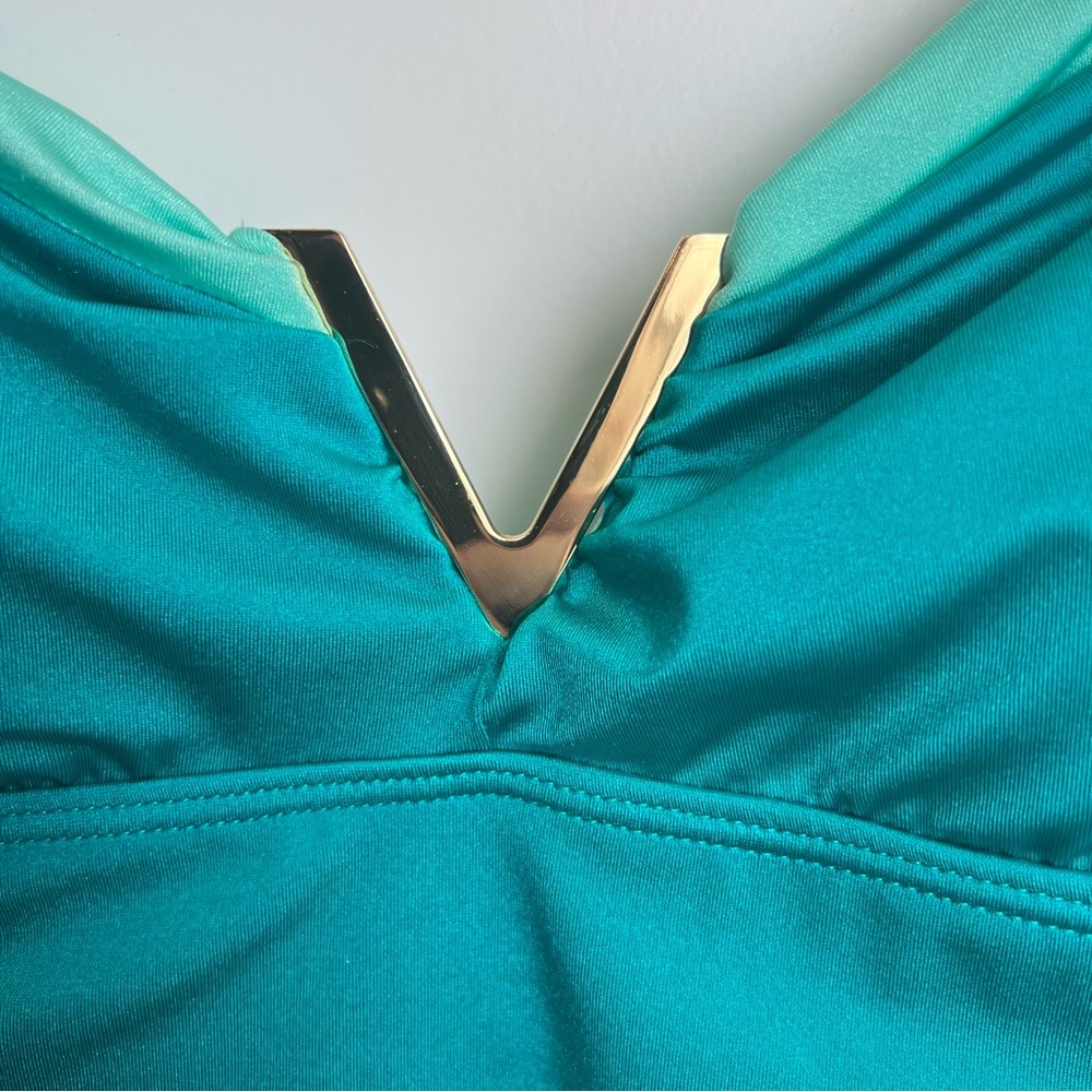 Vince Camuto dark jade One Piece Swimsuit size 8 removable adjustable strap - Picture 6 of 6
